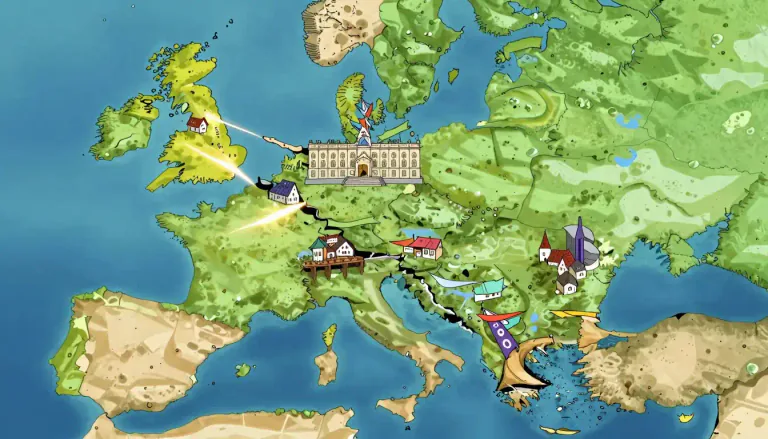 Visual representation of "secession" - The action of withdrawing formally from a federation or body, especially a political state