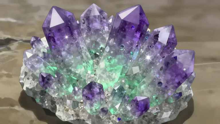 Visual representation of "fluorite" - A mineral composed of calcium fluoride, commonly found in purple and green colors, used in metallurgy and as a gemstone.