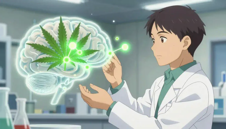 Visual representation of "cannabinoid" - Chemical compounds derived from plants that can engage with neurotransmitter receptors, particularly in relation to cannabis research.