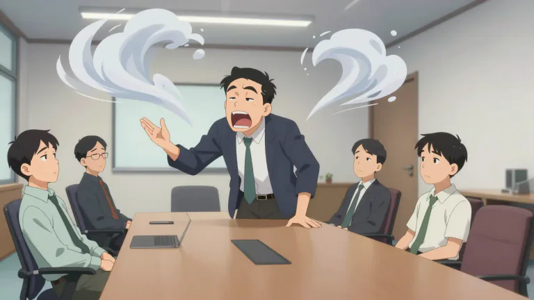 Visual representation of "windbag" - A person who talks too much, especially about unimportant things