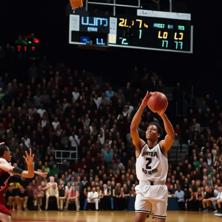 Visual representation of "at the buzzer" - Doing something exactly when time runs out, especially in sports games