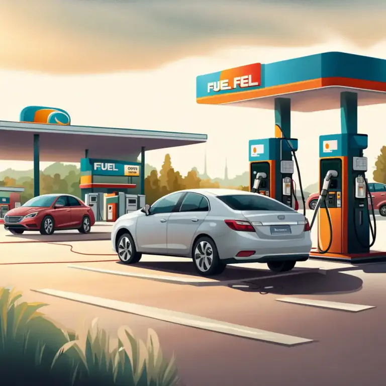 Visual representation of "tank up" - To fill the tank of a vehicle with fuel