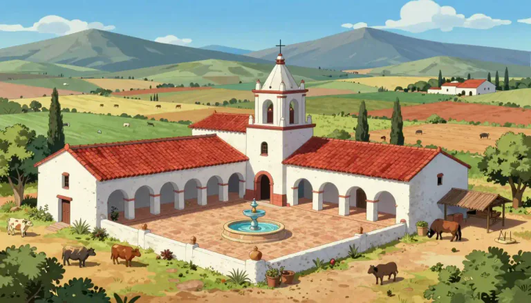 Visual representation of "hacienda" - A large estate or ranch in Spanish-speaking countries