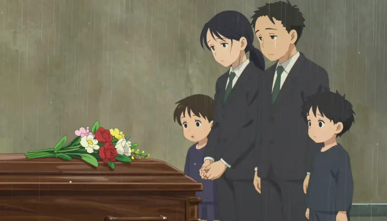Visual representation of "mourn" - To feel or show deep sadness or regret because someone has died