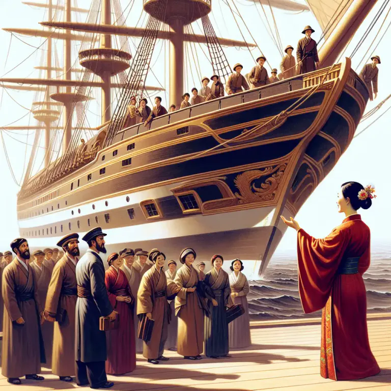 Visual representation of "embark" - To get on a boat or a ship