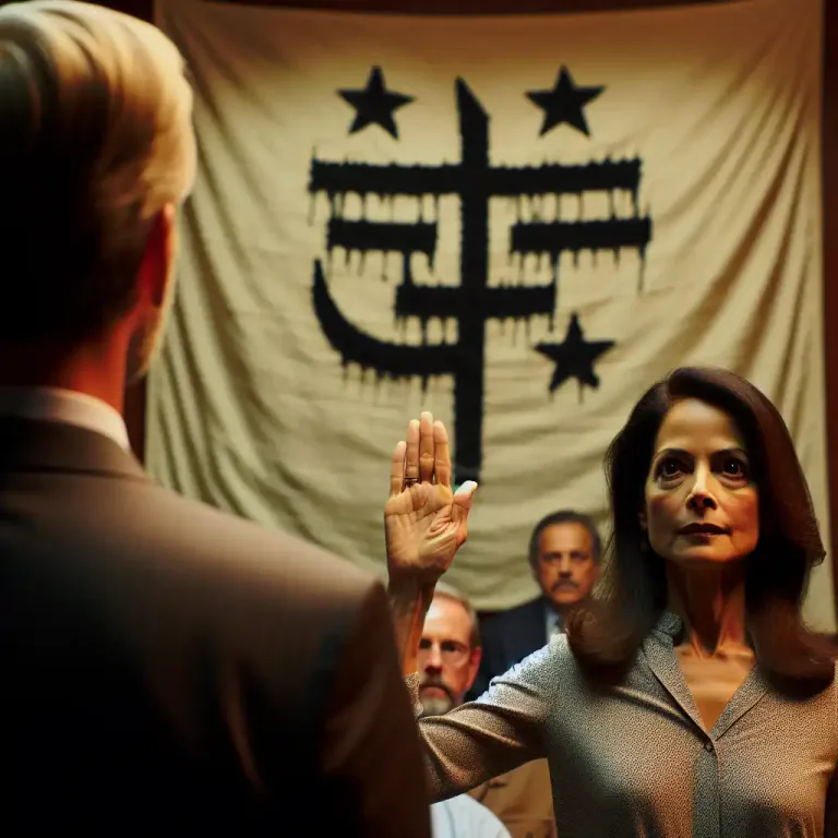 Visual representation of "allegiance" - Formal declaration of support for a leader, party, or policy