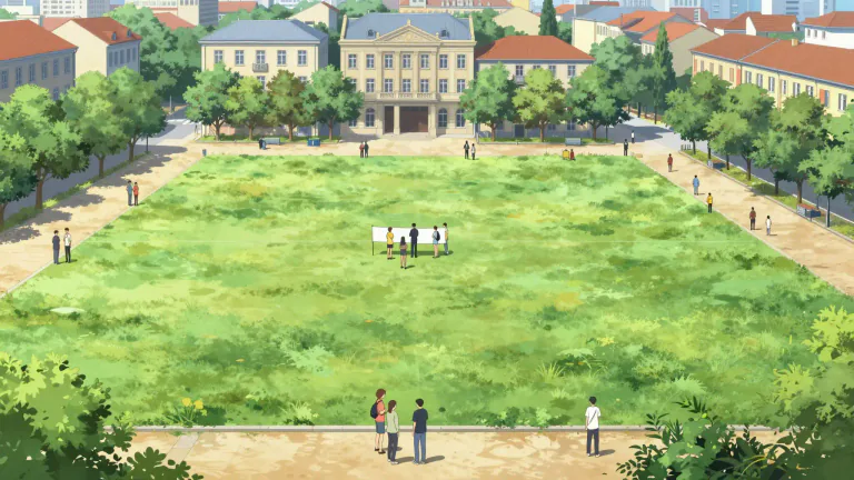 Visual representation of "maidan" - A large open area in a city, usually used for public gatherings or events.