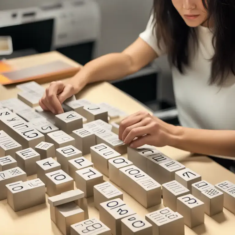 Visual representation of "typography" - The work of setting and arranging types and of printing from them.