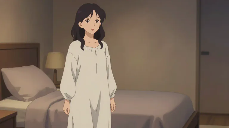 Visual representation of "nightdress" - A loose dress worn by women or girls for sleeping