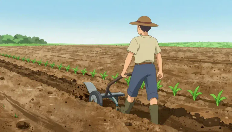 Visual representation of "cultivate" - To prepare and use land for growing plants.
