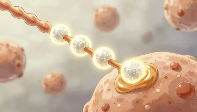 Visual representation of "glycation" - Glycation is a process in which sugar molecules bind to proteins or lipids, affecting their function, often resulting in health issues.