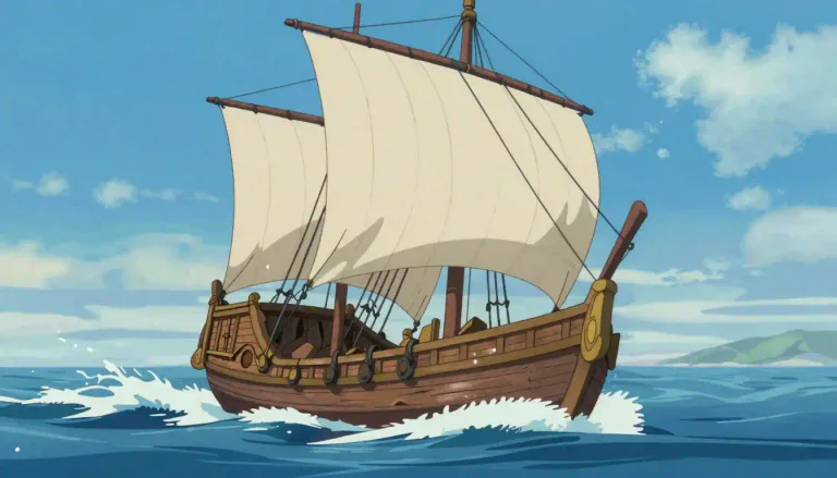 Visual representation of "caravel" - A caravel is a small, fast sailing ship developed in the 15th century, used by the Portuguese for exploration.