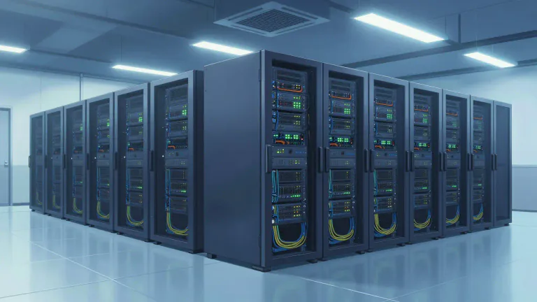 Visual representation of "colocation" - The arrangement of multiple servers or computing hardware in a single facility for enhanced performance and efficiency.