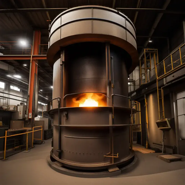 Visual representation of "cupola" - A vertical cylindrical furnace for melting iron in foundry