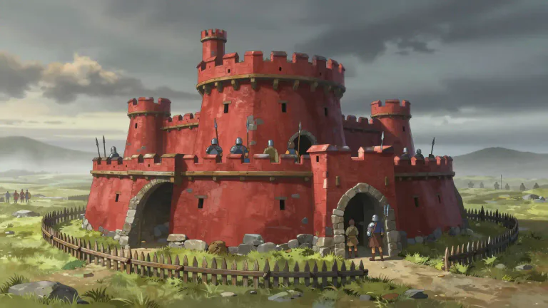 Visual representation of "redoubt" - A protected place with strong defenses, usually used in military terms.