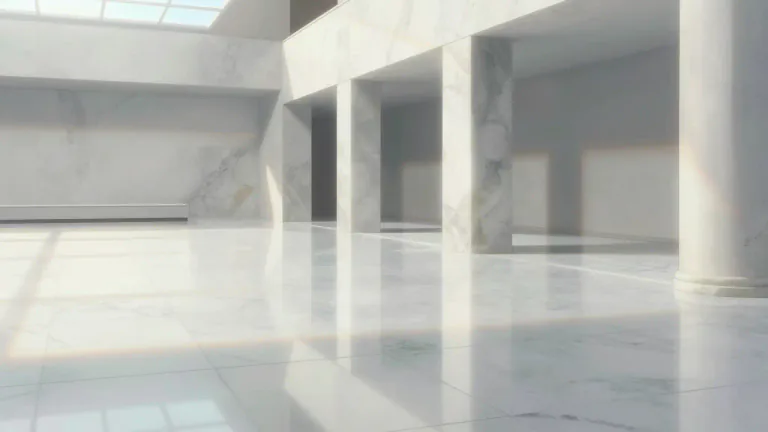 Visual representation of "marmoreal" - Something that is like marble or similar to marble, especially in being very hard, cold, white, or shiny.