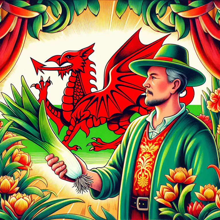 Visual representation of "leek" - The national emblem of Wales, represented as a green plant with a white stem
