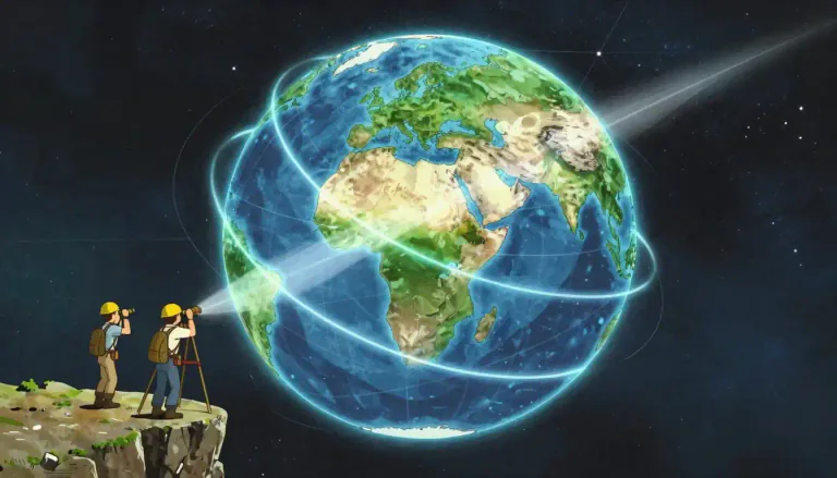 Visual representation of "geodetic" - Relating to the measurement of the Earth's shape and size.