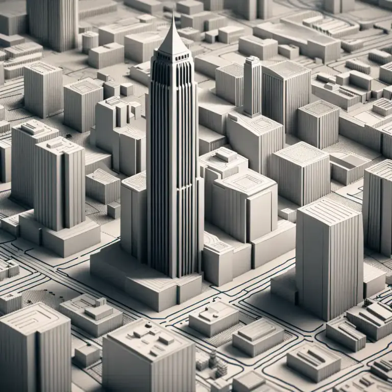 Visual representation of "airspace" - The amount of space above the ground that a building or structure occupies.
