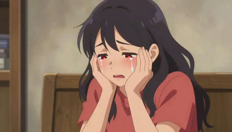 Visual representation of "weep" - To cry or shed tears because of sadness, pain or sorrow.