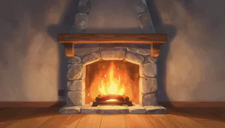 Visual representation of "fireplace" - A part in a room where people light a fire for warmth.