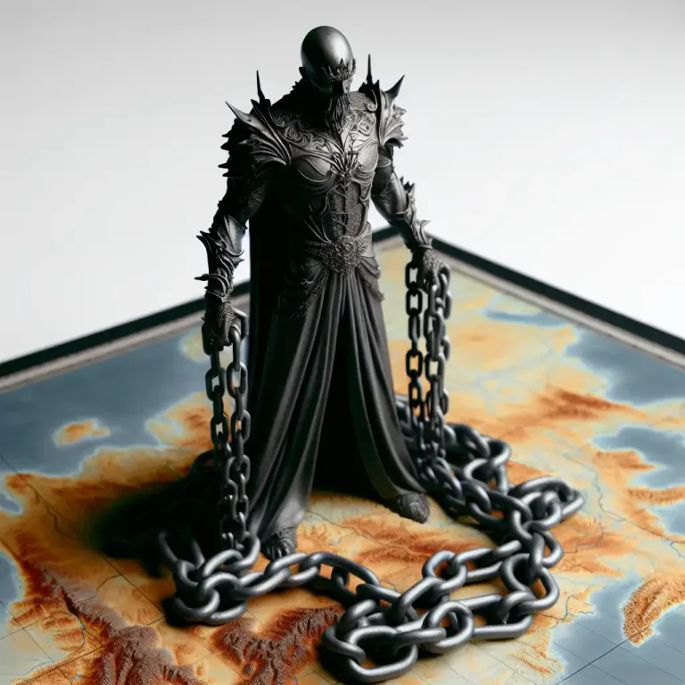 Visual representation of "thrall" - A state of being completely dominated or controlled by someone or something.