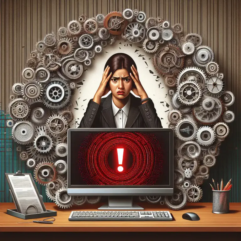 Visual representation of "problem" - In computing, an error or failure in an information system.