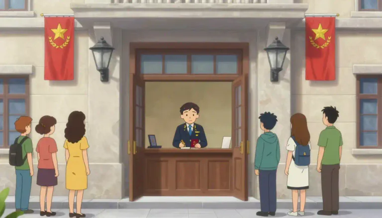 Visual representation of "consulate" - The place where a consul, an official representing a foreign country, works.
