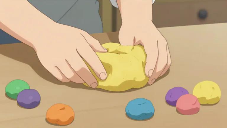 Visual representation of "playdough" - A soft, malleable substance made from flour, water, salt, and other ingredients, used by children for creative play.