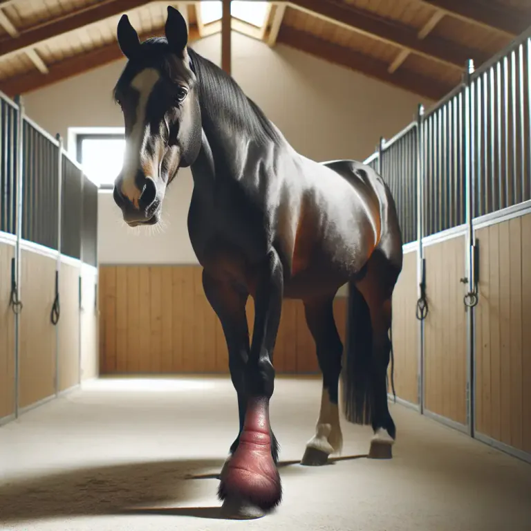 Visual representation of "founder" - A disease in horses in which the foot swells.