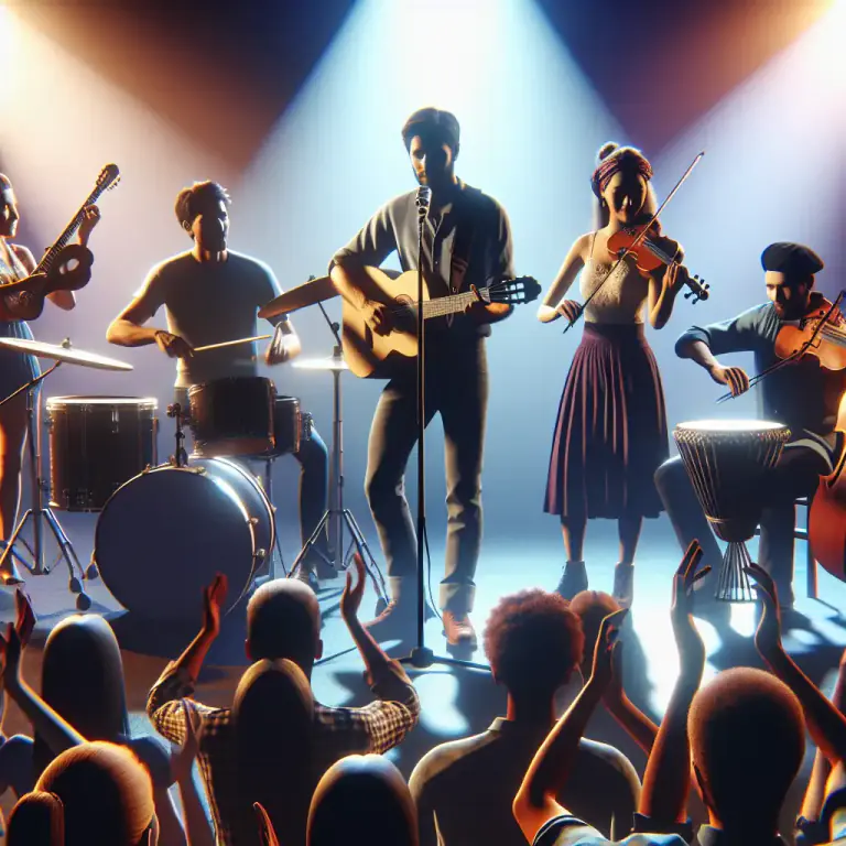 Visual representation of "in concert with somebody/something" - In agreement or harmony with someone or something