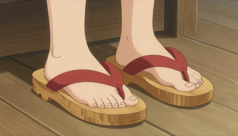 Visual representation of "geta" - Geta is a type of traditional Japanese wooden sandal that features a raised base and often accompanies kimono attire.