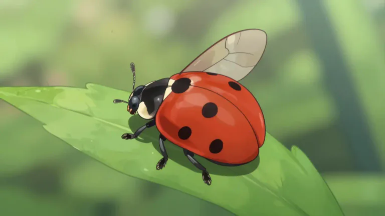 Visual representation of "ladybird" - A small insect with a round shape and often red or yellow with small black spots. It can fly.