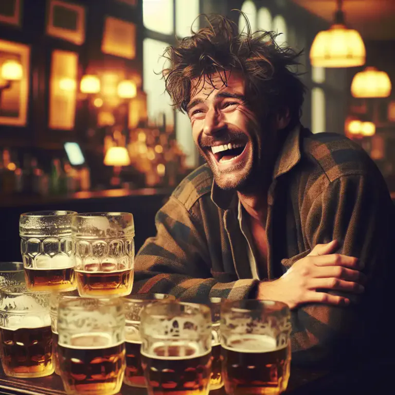 Visual representation of "beery" - Drunk or related to drinking a lot of beer