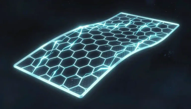 Visual representation of "graphene" - It's a form of carbon that's only one atom thick, very strong, and conducts electricity well.