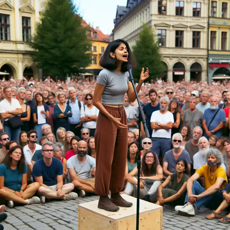 Visual representation of "soapbox" - A situation, platform, or opportunity for expressing one’s views publicly and passionately