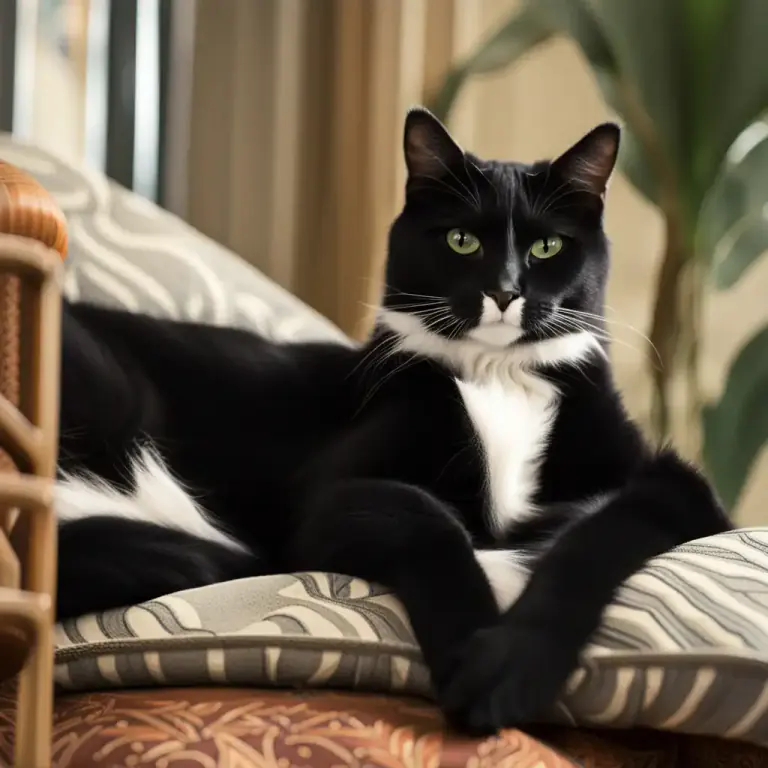Visual representation of "tuxedo" - A pattern of fur coloring in cats where the animal appears to be wearing a tuxedo.