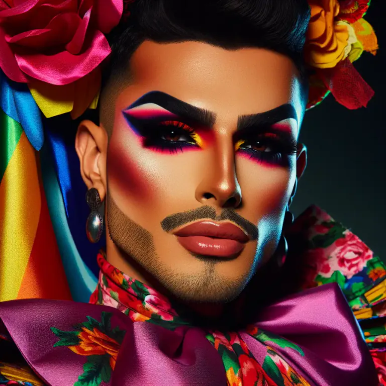 Visual representation of "queen" - In gay slang, a flamboyant or effeminate gay man.