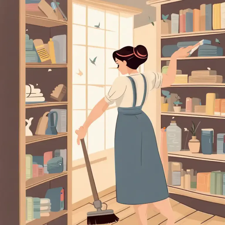 Visual representation of "dust down" - To clean dust from something, especially using a cloth or brush.
