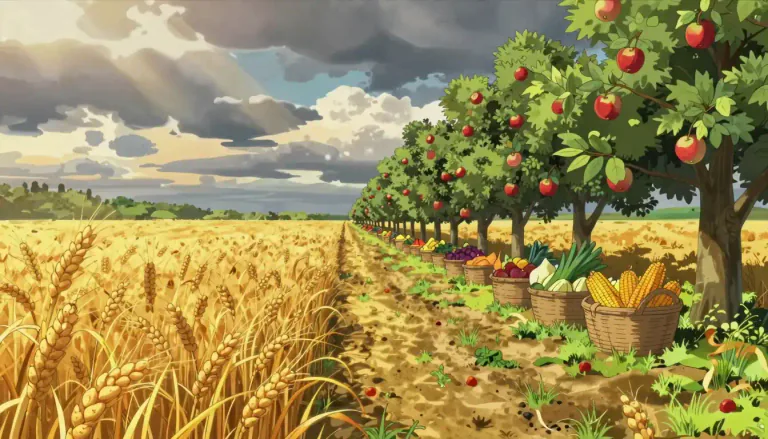 Visual representation of "crop" - The produced plants or fruits in a particular season or time period.