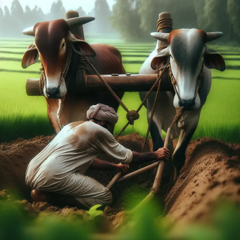 Visual representation of "yoke" - To tie or connect two things together so that they can work as one unit, especially with a yoke.