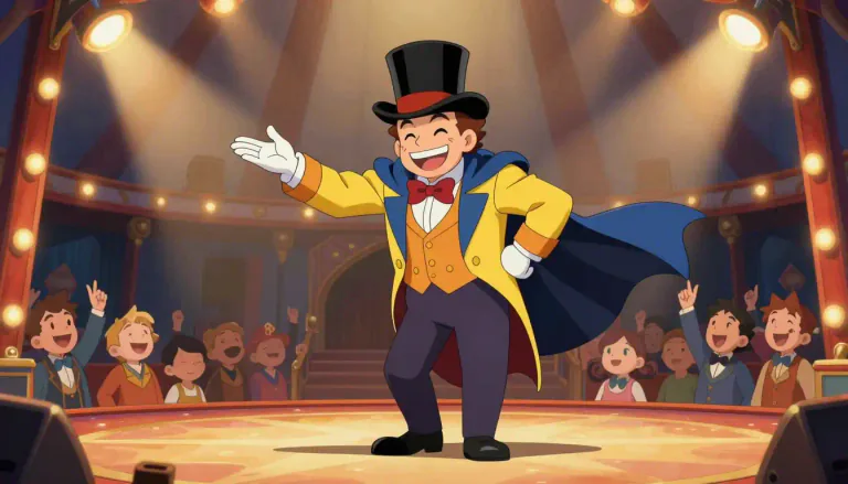 Visual representation of "showman" - A person who is skilled at entertaining people, usually in a public event or performance.