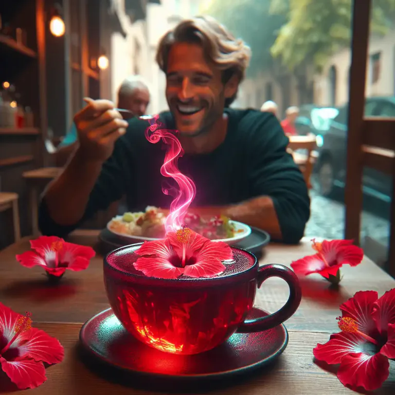 Visual representation of "hibiscus" - A drink made from hibiscus flowers, known for its bright red color and tart flavor.