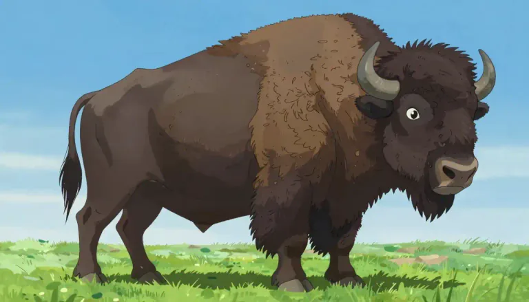 Visual representation of "bison" - A large, heavy animal similar to a cow but with humped shoulders, found mainly in North America and Europe.