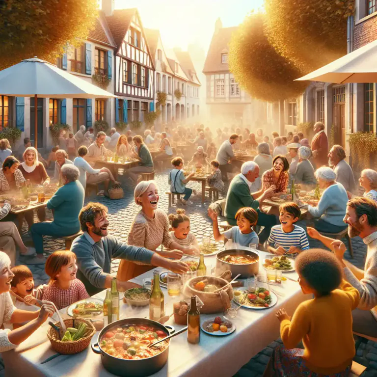 Visual representation of "burgoo" - A social gathering where this stew is served, especially a picnic or outdoor party.