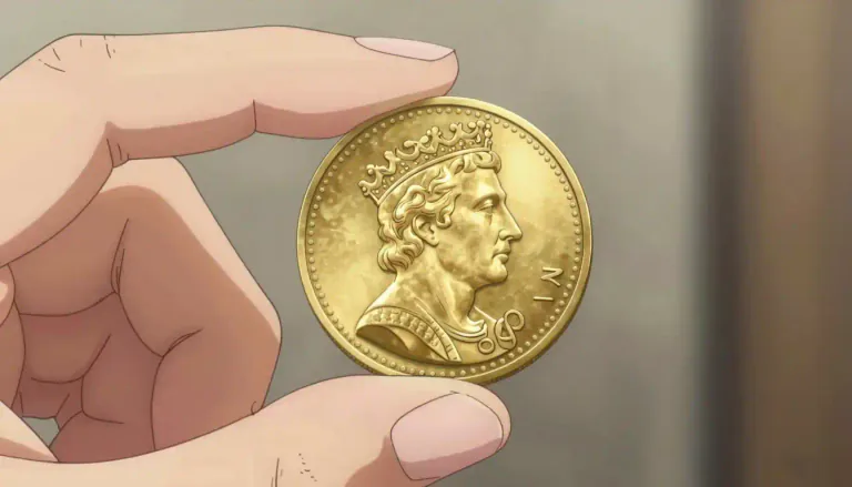 Visual representation of "obverse" - The side of a coin or medal that has the main design or image.