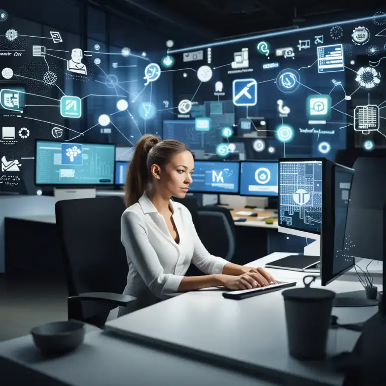 Visual representation of "work in" - To be employed in a specific field or industry.