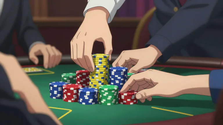 Visual representation of "cheque" - A chip in the game of poker which represents a certain value of money
