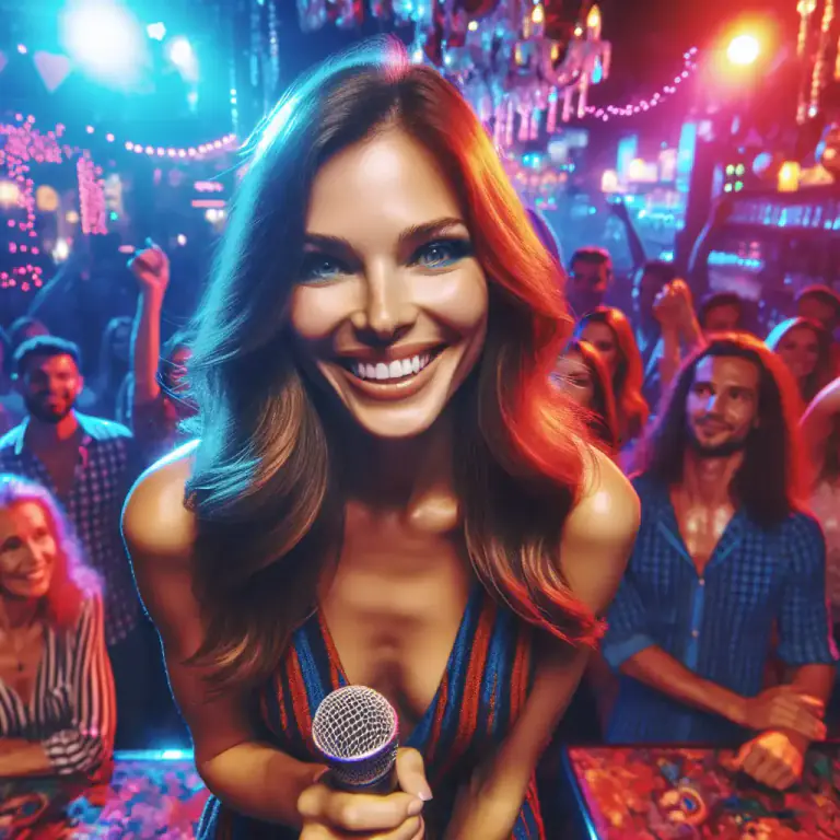 Visual representation of "hostess" - A woman at a nightclub or similar place who entertains guests, often by performing.