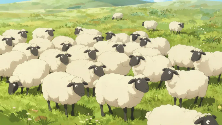 Visual representation of "flock" - A group of birds, sheep, or goats